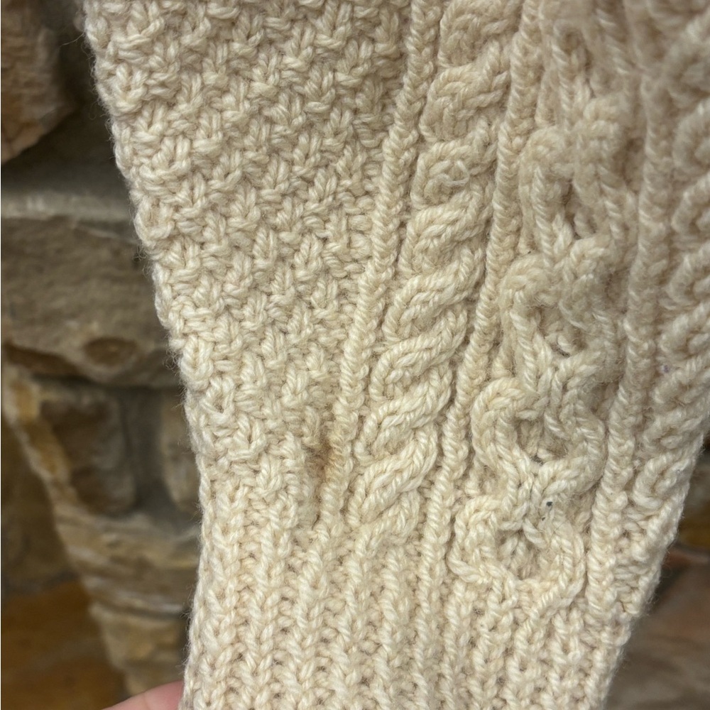 Vintage Aran Carraig Cream Cable Knit Cardigan Sweater - Picture 4 of 6